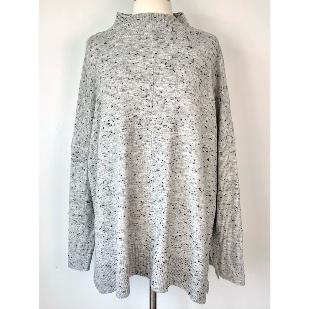 Mud Pie Oversized Grey Mock Neck Knit Sweater One Size Fits All NEW W/O TAG